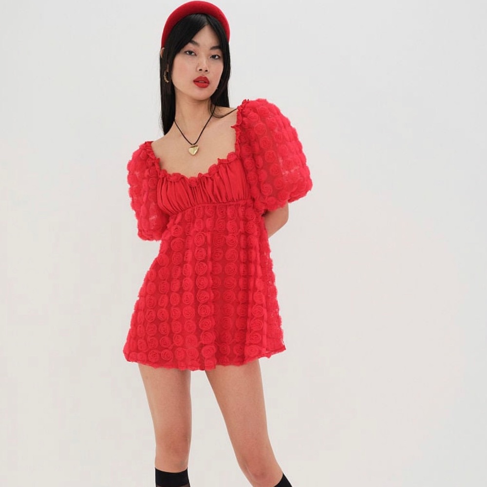 For Love & Lemons Hannah Mini Dress - Red Roses